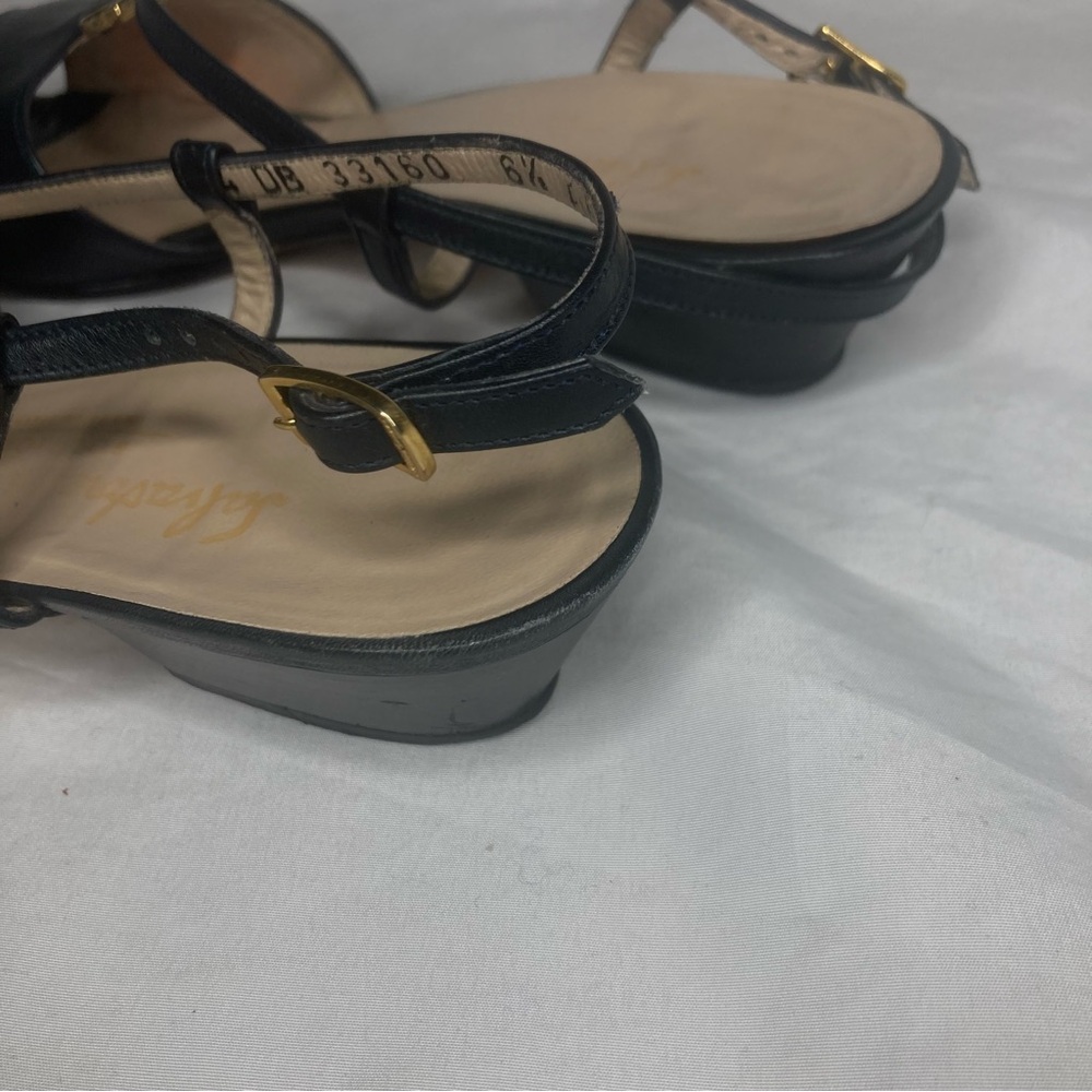 Salvatore Ferragamo Black Heels with Gold Accents - Picture 4 of 6